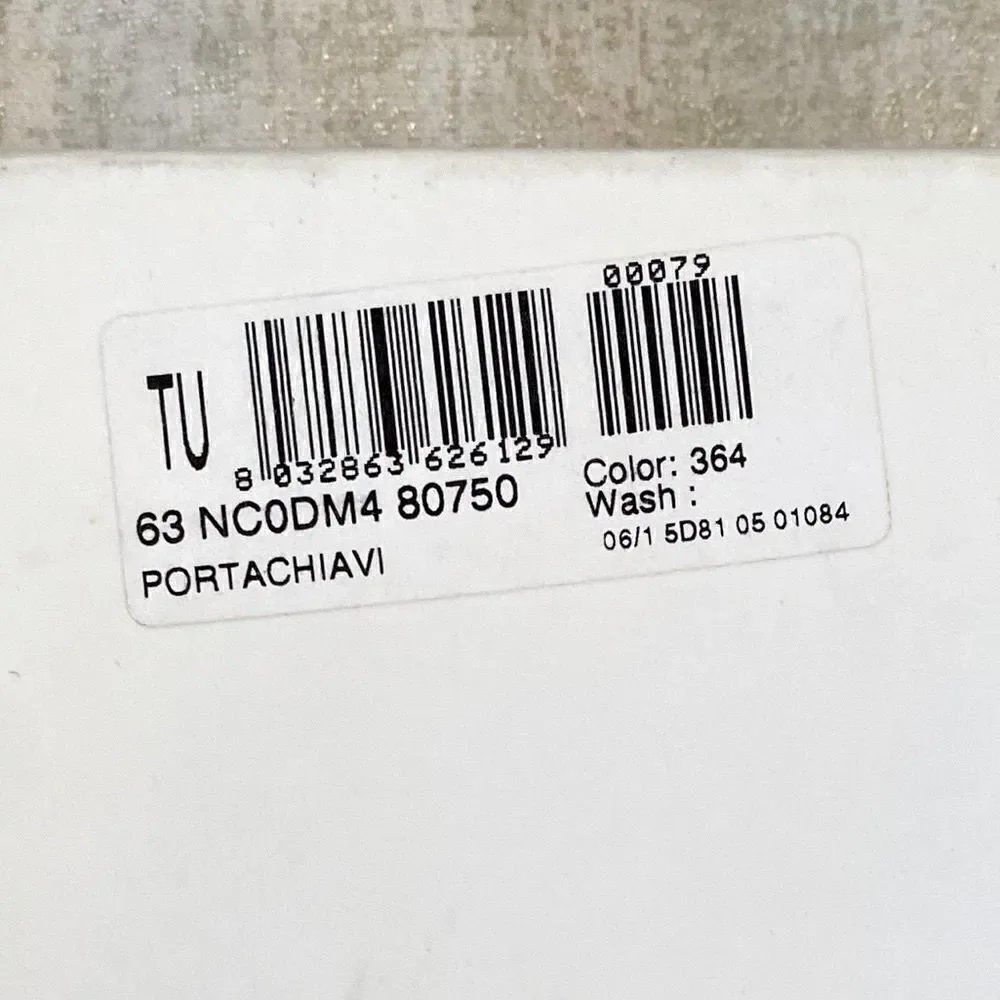 DOLCE & GABBANA Beige Canvas & Metal Keychain with Box & Paperwork. EUC!